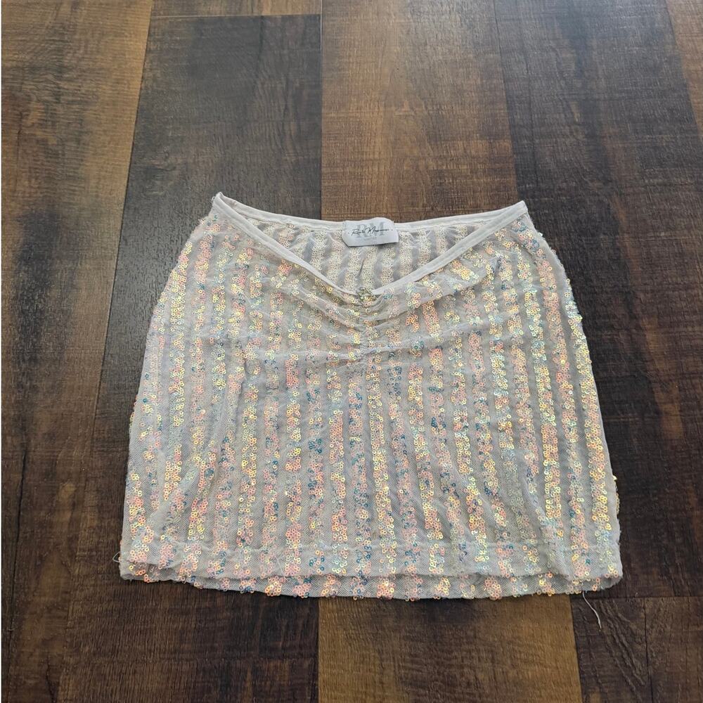 Renata Massaccesi Iridescent Sequin Tube Top Y2K Glam Party Top